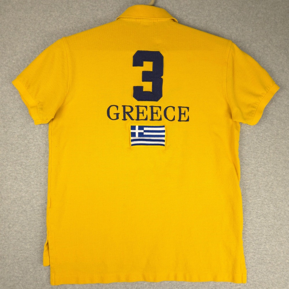 Polo Ralph Lauren Mens Big Pony Greece Polo Shirt Yellow Custom Fit Medium - Picture 4 of 6